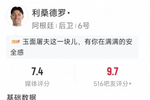 利桑德罗本场数据:3次解围,2次抢断,2次对抗均成功,评分7.4分