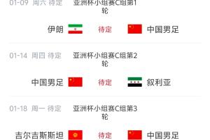 国足亚洲杯对手亚洲排名:伊朗第2 叙利亚第12 吉尔吉斯斯坦第19