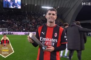1进球+3关键传球,意甲官方:普利西奇当选米兰2-0乌迪内斯最佳
